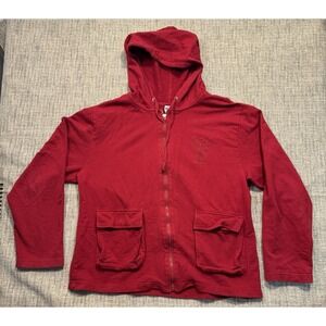 Red Rainforest Cafe‎ Full Zip Hoodie XL Orlando Florida Two Pocket Front Logo